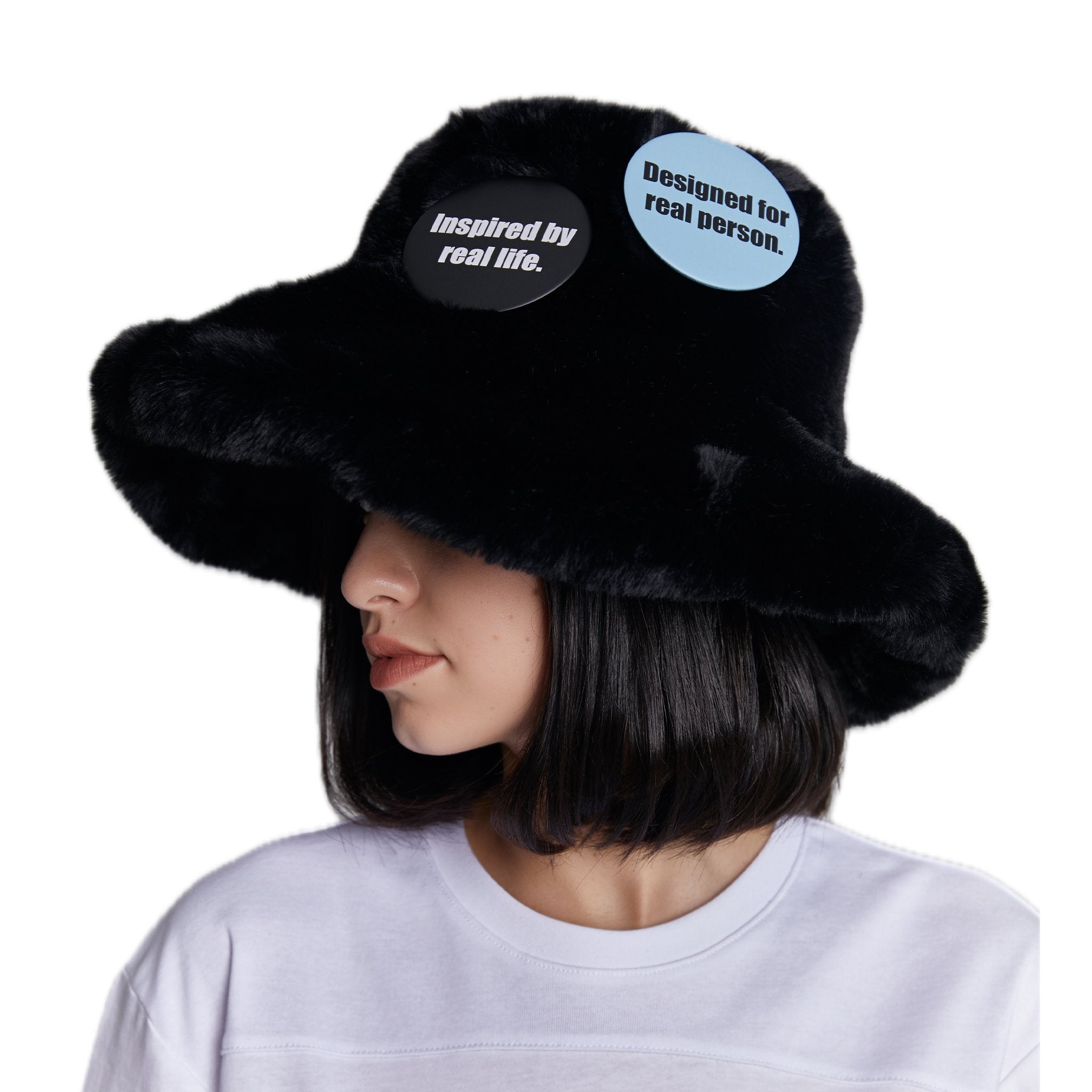 SHAPE OF MILK Fisherman's Hat With Badge Black | MADA IN CHINA