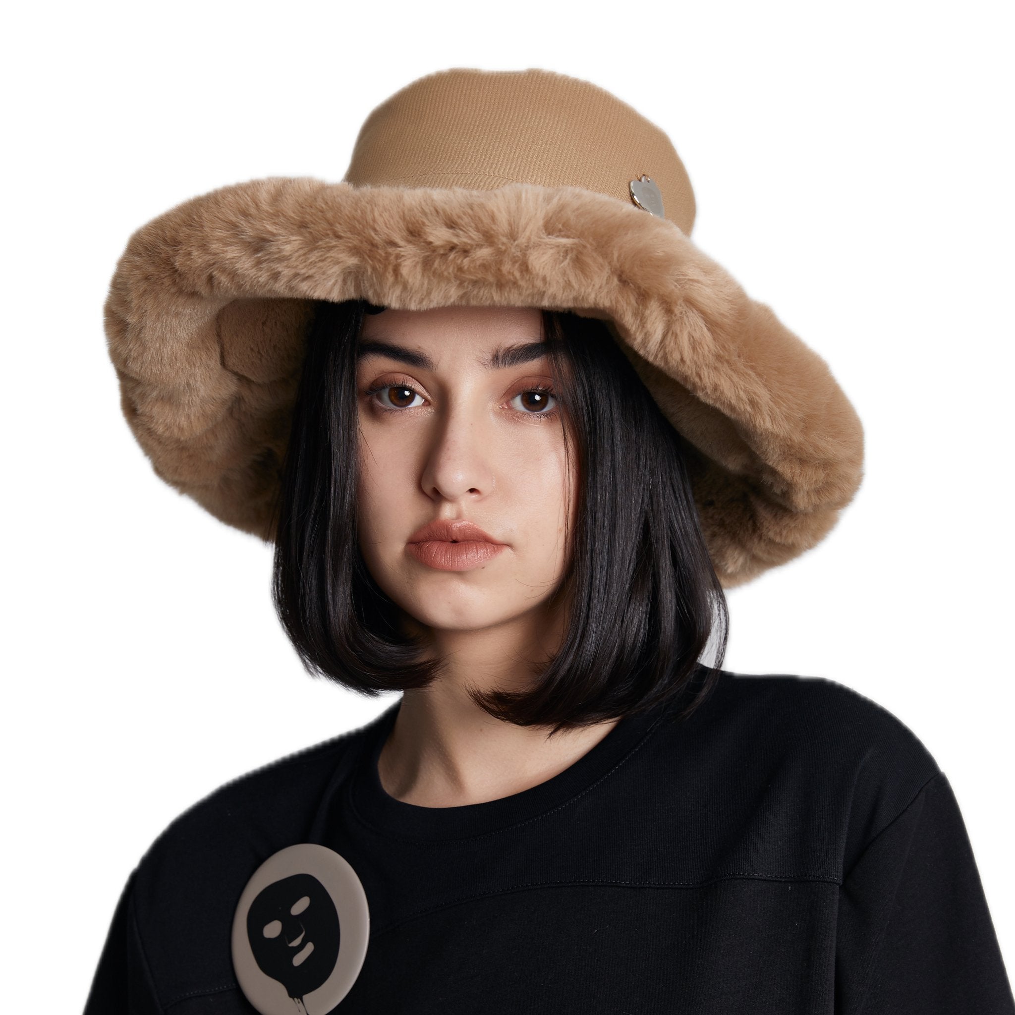 SHAPE OF MILK Fisherman's Hat With Badge Coffee | MADA IN CHINA