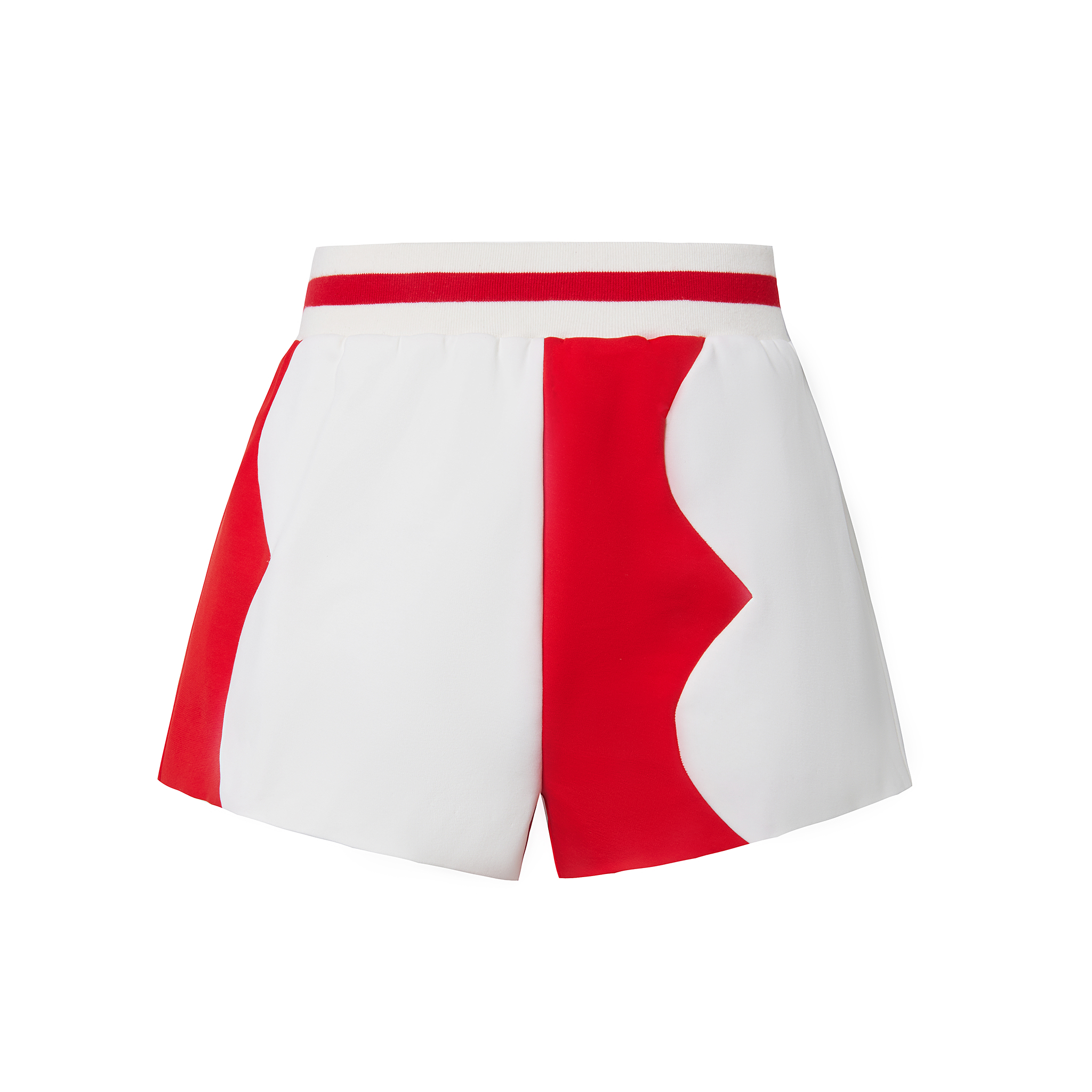 Red and White Panelled Shorts