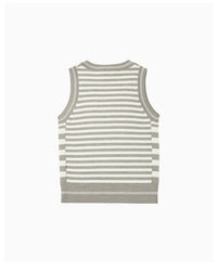 CHARLIE LUCIANO Gray and White Striped Jacquard Knitted Vest | MADA IN CHINA