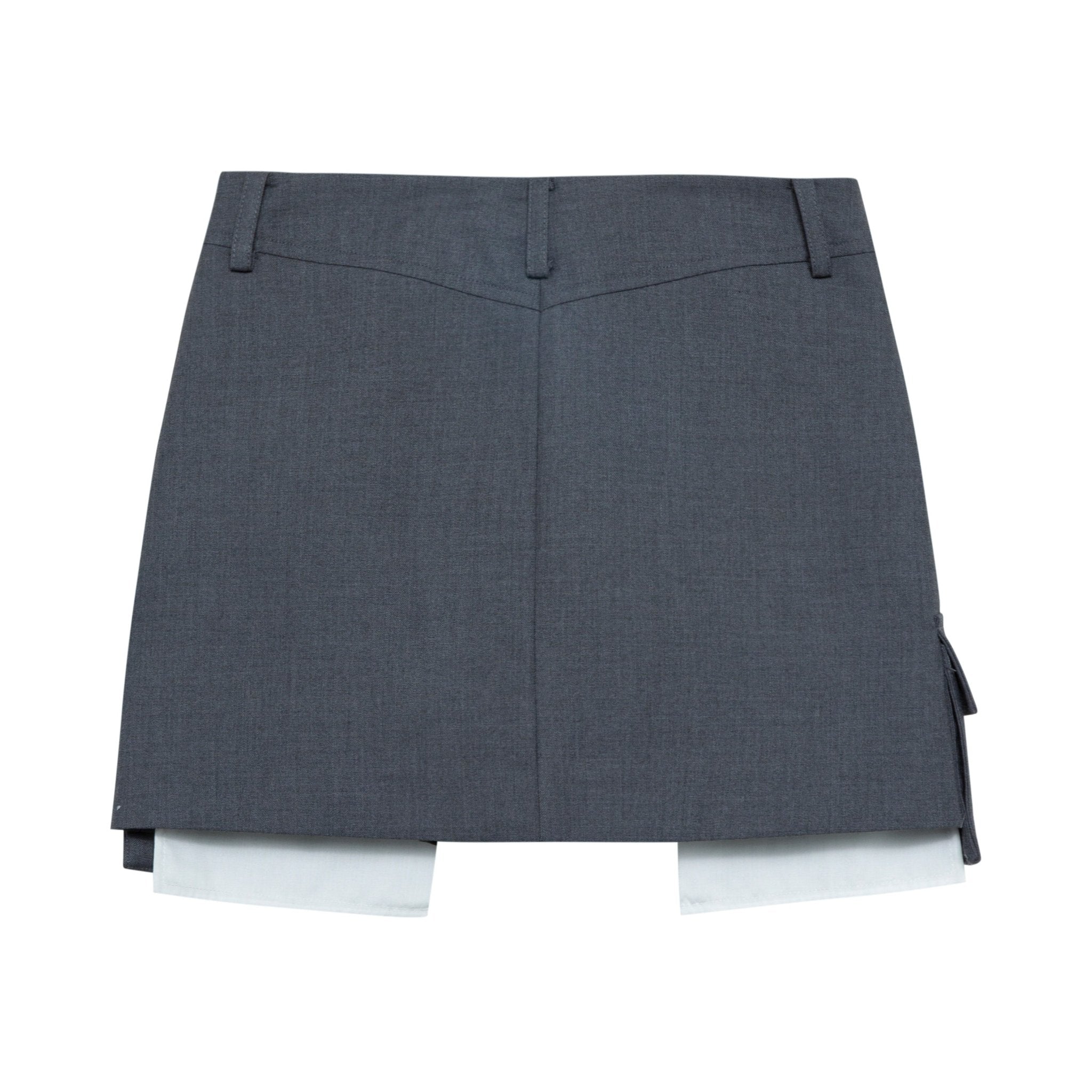 THREE QUARTERS Gray Drill Logo Stereo Workwear Pocket Half Skirt | MADA IN CHINA