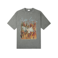 CHARLIE LUCIANO Gray Fire Angel Vintage Short - Sleeved T - Shirt | MADA IN CHINA