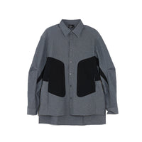 ARCH Gray Textured Patchwork Long Sleeve Shirt | MADA IN CHINA