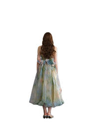 ARTE PURA Green Printed Pod Halter Dress | MADA IN CHINA