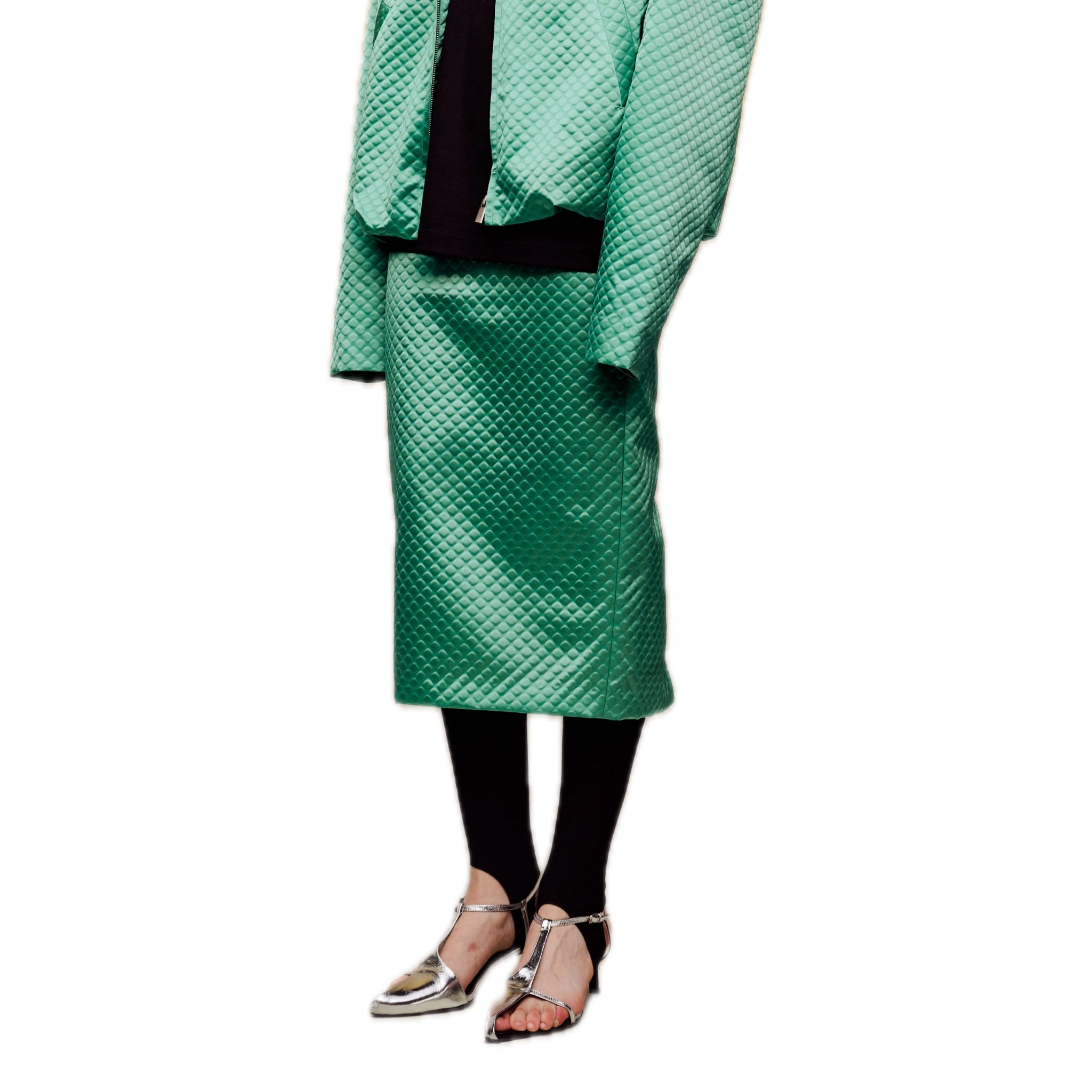 ilEWUOY Green Slit Skirt | MADA IN CHINA