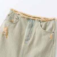 Ther. Green Vintage Washed Denim Skirt | MADA IN CHINA