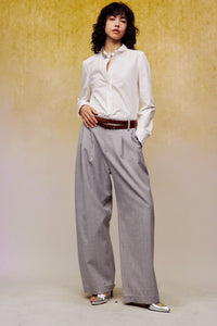 ilEWUOY Grey Acetate Wool Pressed Trousers | MADA IN CHINA