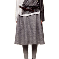 ilEWUOY Grey Deer Velvet Double Waist Skirt | MADA IN CHINA