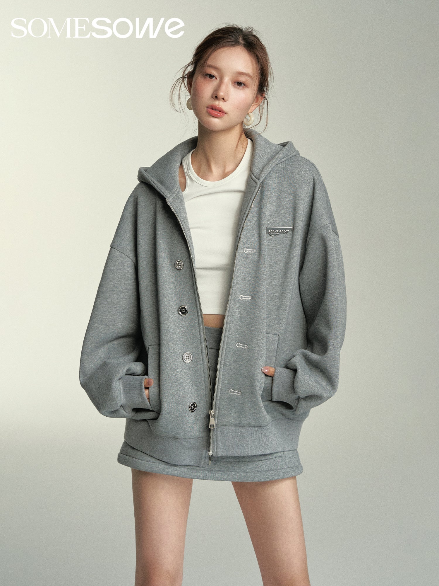 SOMESOWE Grey Hoodie Jacket | MADA IN CHINA