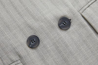 Maca Kaka Grey Oversized Strip Blazer | MADA IN CHINA