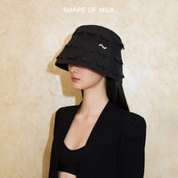 SHAPE OF MILK Heart - Shaped Hollowed Out Fishing Hat Black | MADA IN CHINA