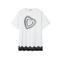 SOMESOWE Heart-shaped T-shirt In White | MADA IN CHINA