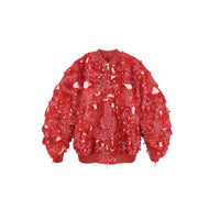 ilEWUOY Heavy Brushed Jacquard Cotton Jacket in Red | MADA IN CHINA