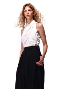 NECESSARY ANANKE Helter Neck Top in White | MADA IN CHINA