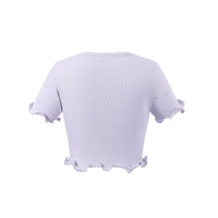 THREE QUARTERS Irregular Logo Rhinestone Short T - Shirt Purple | MADA IN CHINA