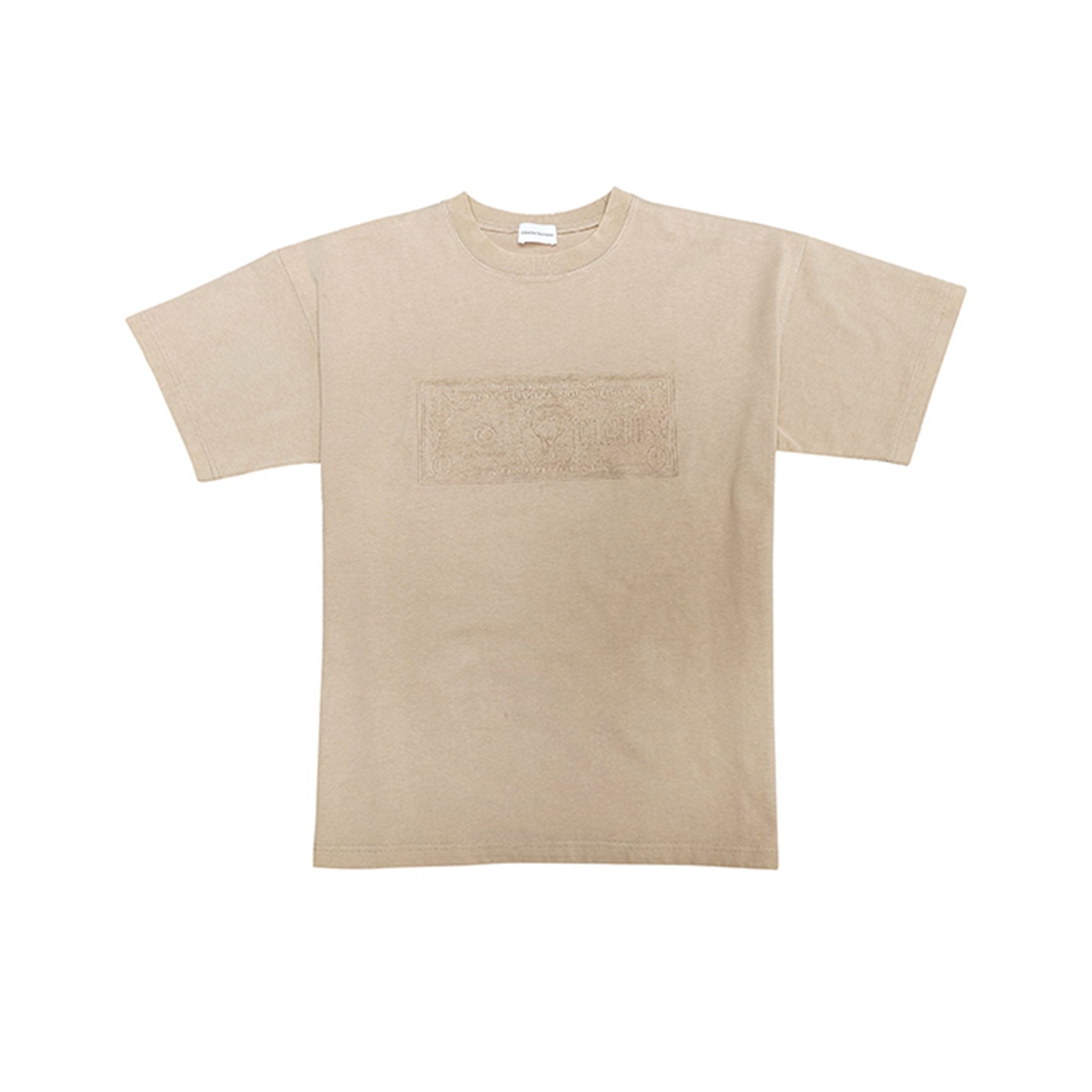 CHARLIE LUCIANO Khaki Embossed Love Dollar Bills Short - Sleeved T - Shirt | MADA IN CHINA