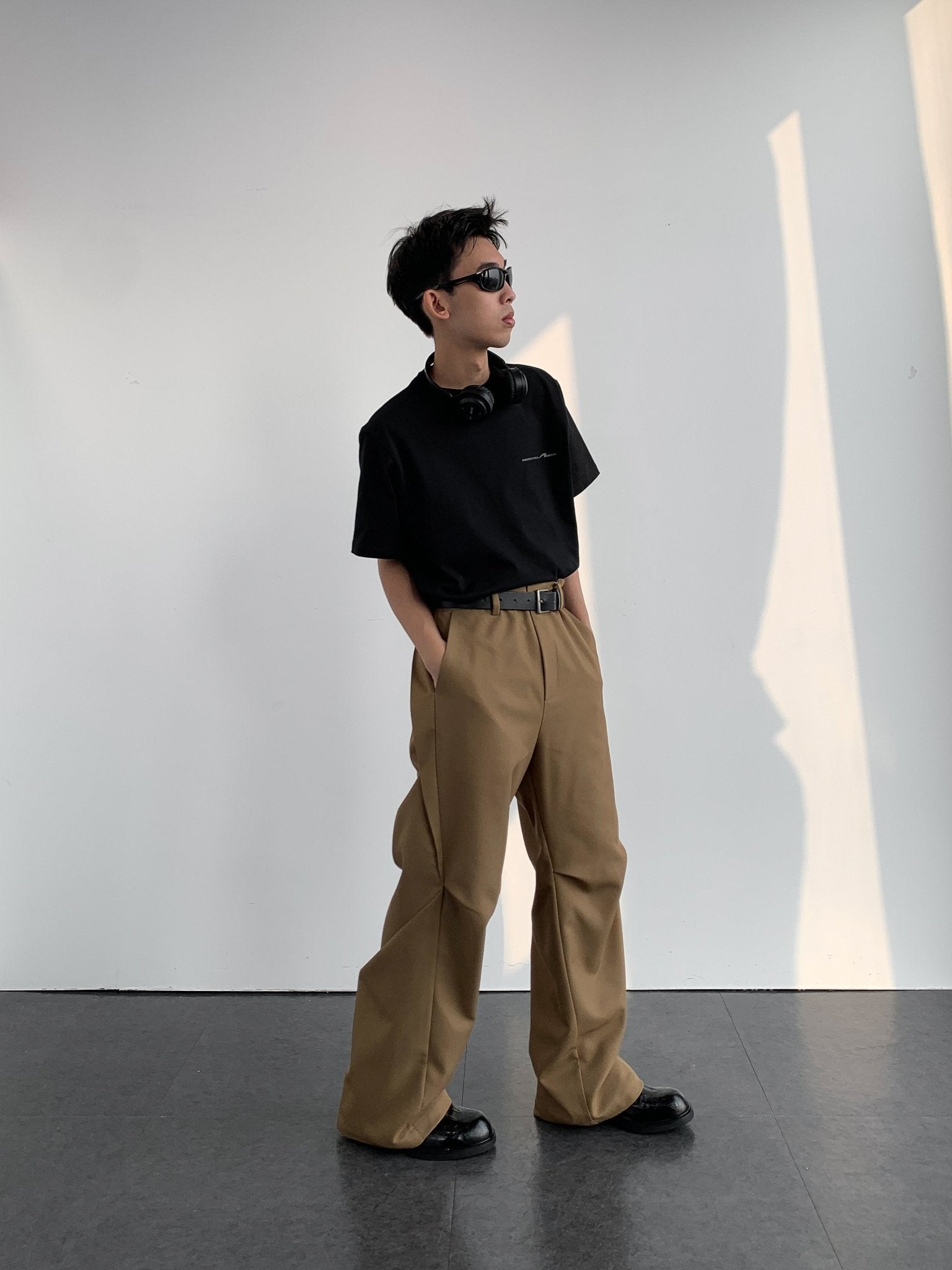 ARCH Khaki Front Leaning Structured Pants | MADA IN CHINA