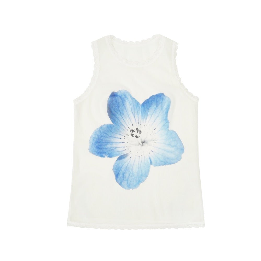 FENGYI TAN Lace-trimmed Acetate Gauze Vest in Blue | MADA IN CHINA