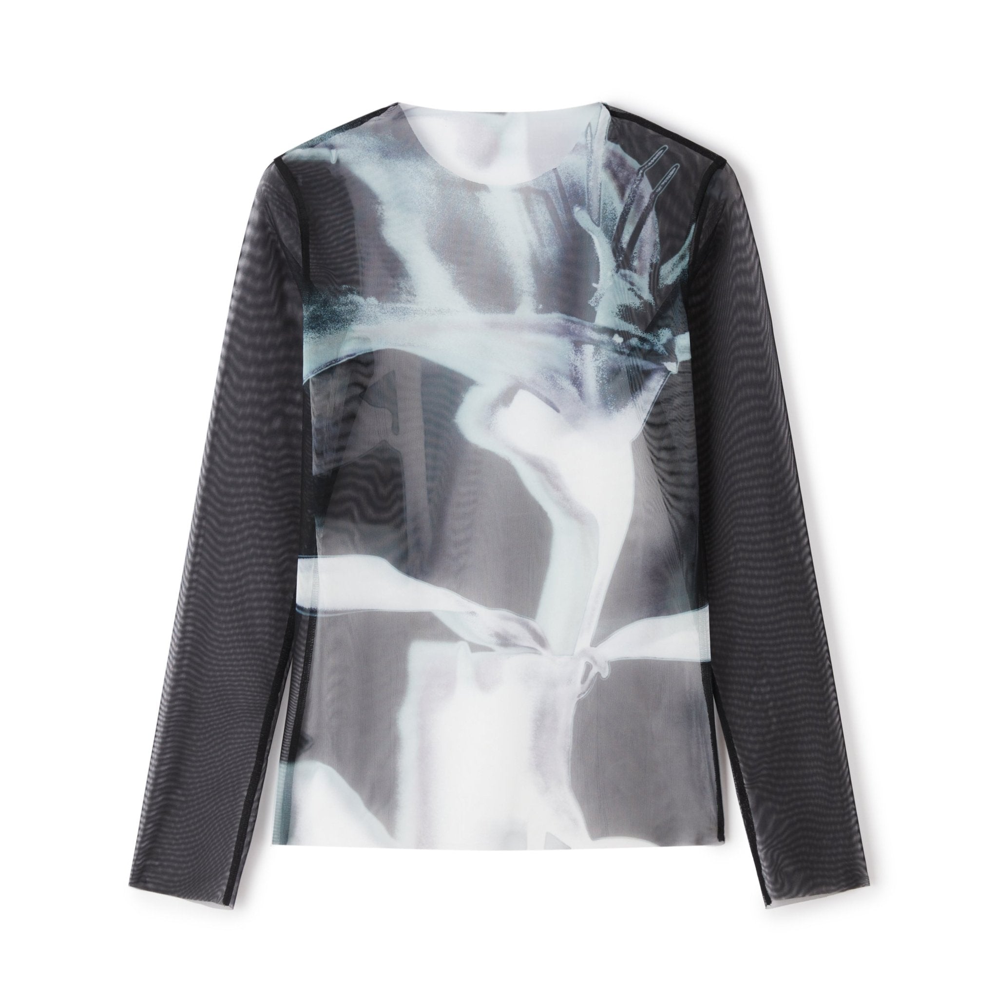 LOST IN ECHO Light and Shadow Printed Mesh Bottoming Shirt | MADA IN CHINA