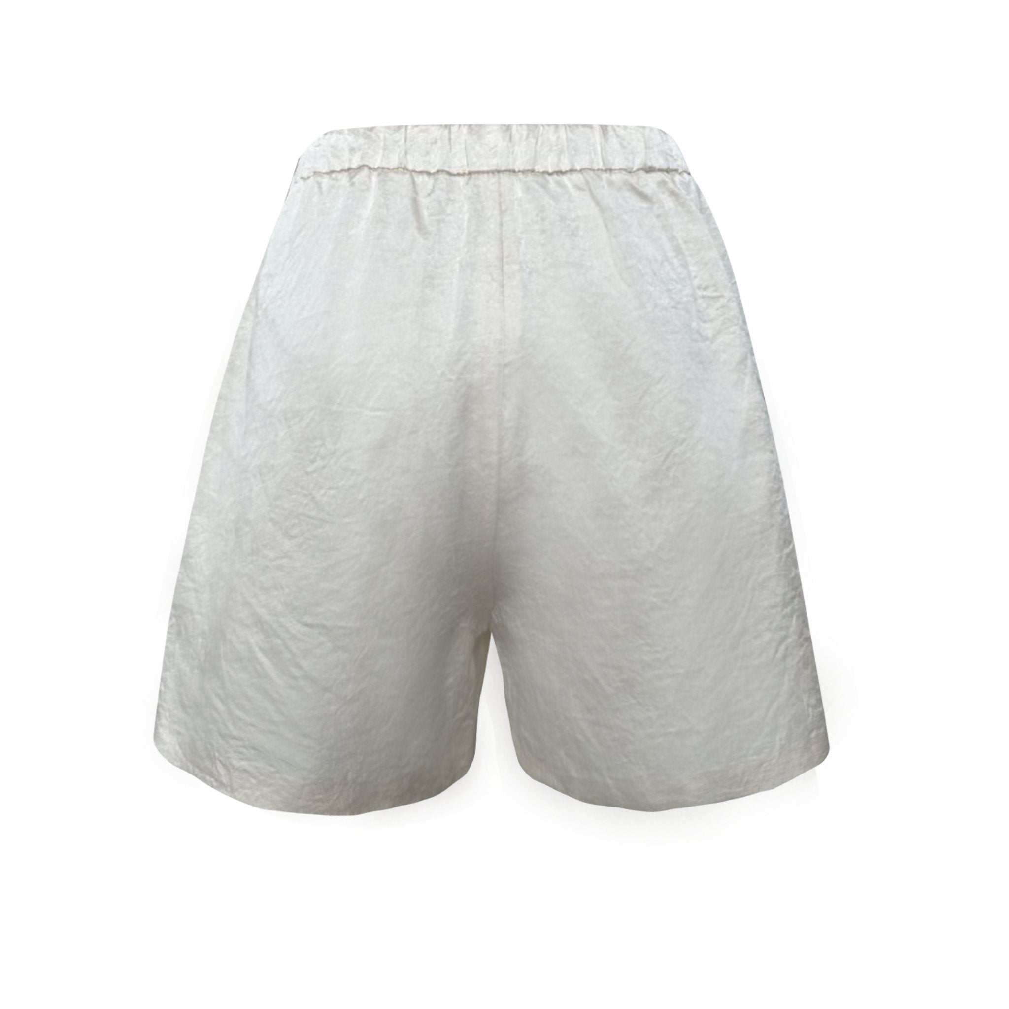 EtheClouds Light Apricot Textured Satin Elastic Waist Shorts | MADA IN CHINA