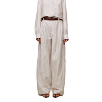 ilEWUOY Linen Back-pleated Wide-leg Pants in Grey | MADA IN CHINA