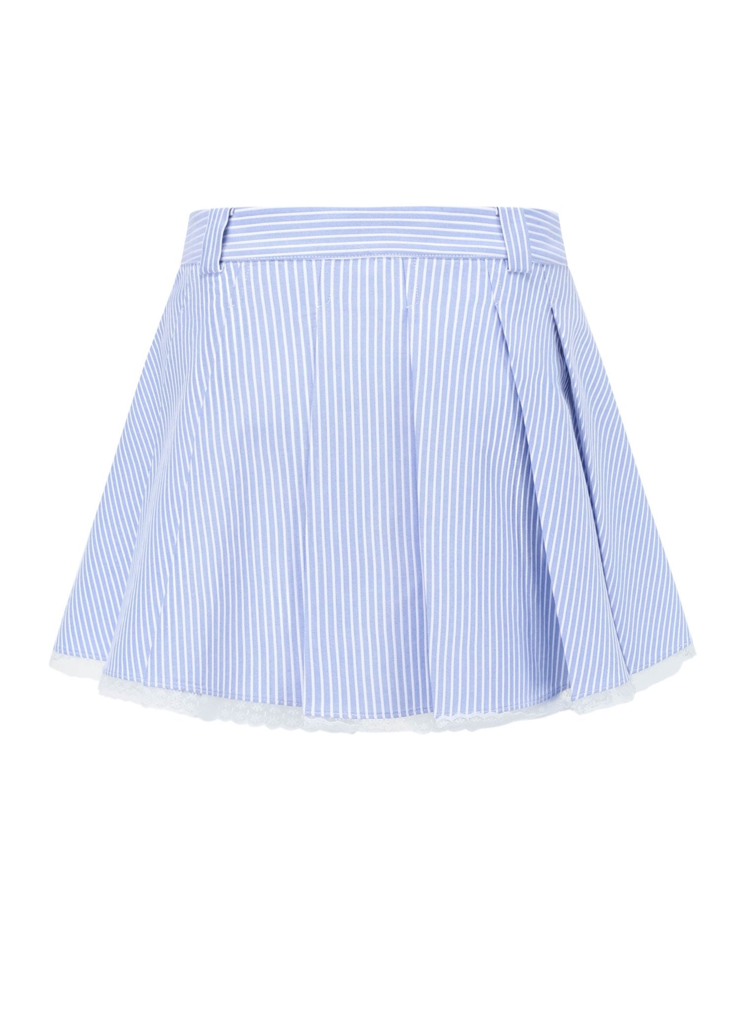 Alexia Sandra Logo - Patch Stripe Pleated Skirt in Blue | MADA IN CHINA