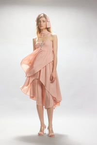 ARTE PURA Lotus Root Pink Chiffon Halter Dress | MADA IN CHINA