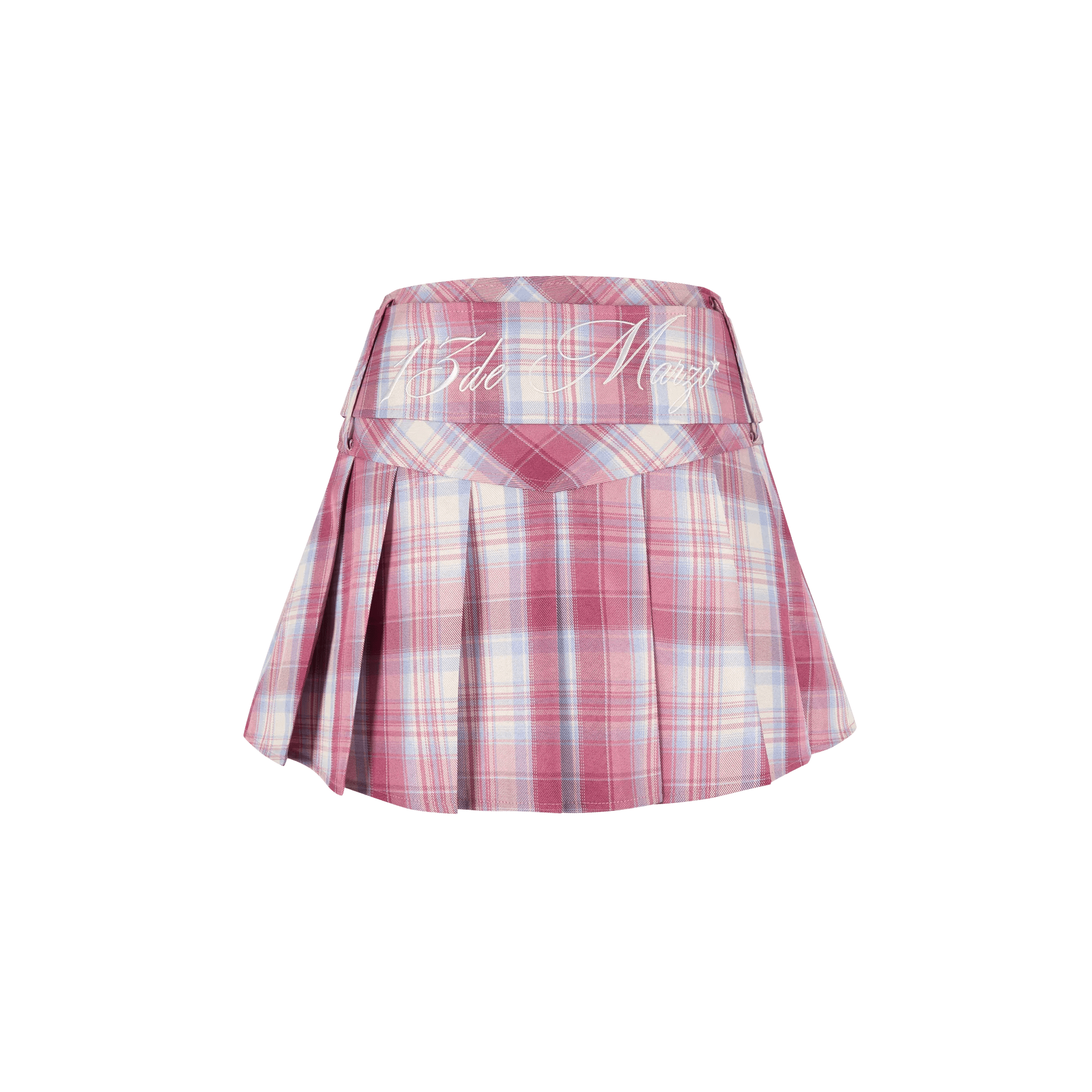 13DE MARZO Low Belt Plaid Skirt Pink | MADA IN CHINA