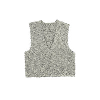 ilEWUOY Mixed Pattern V-neck Woolen Vest | MADA IN CHINA