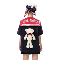 13DE MARZO Navy Blue Bear Sailor T - shirt | MADA IN CHINA