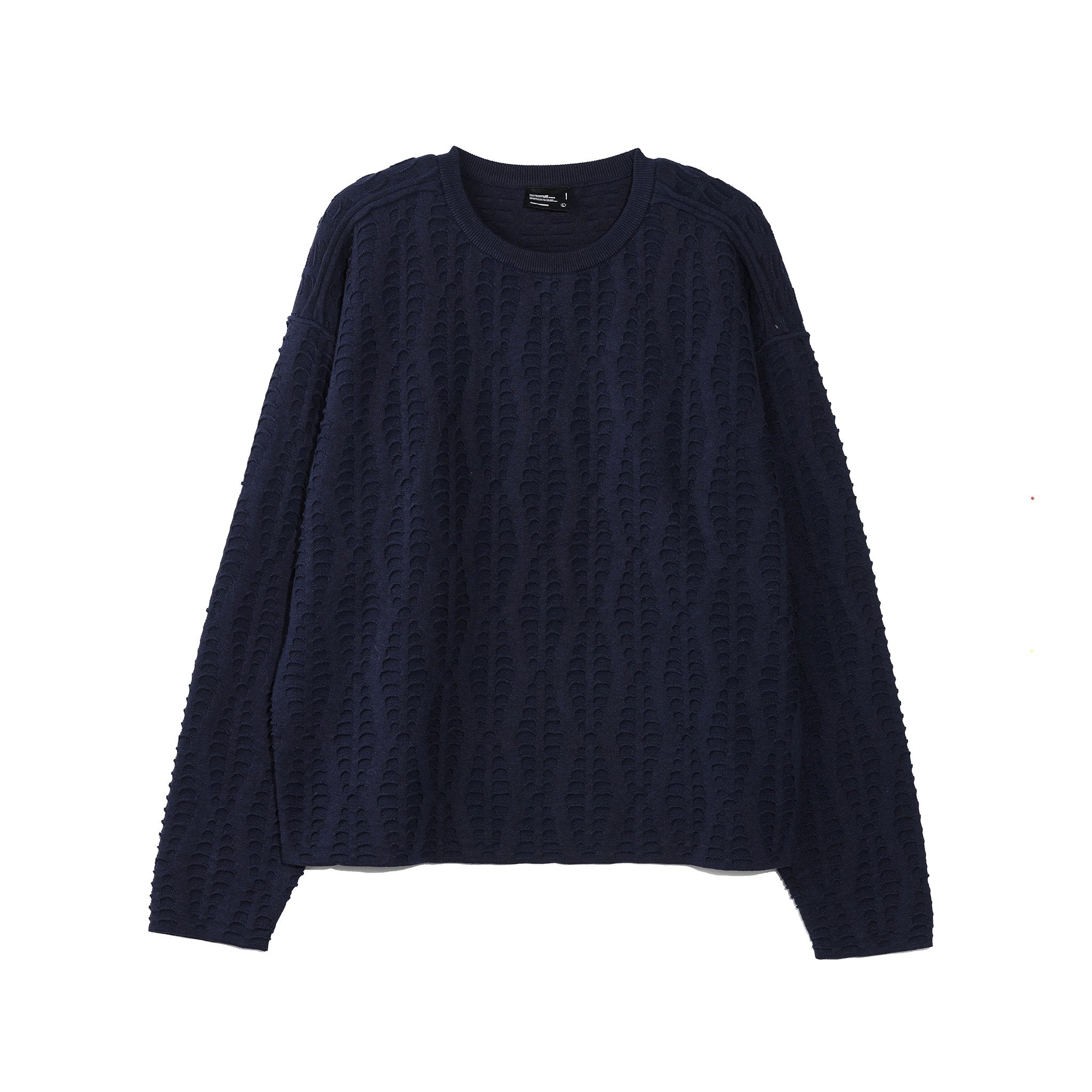 ARCH Navy Fish Scale Textured Sweater | MADA IN CHINA