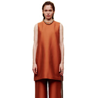 ilEWUOY Orange Silk Wool Vest Dress | MADA IN CHINA