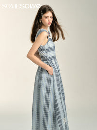 SOMESOWE Panelled Suspender Dress in Blue | MADA IN CHINA
