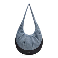 LOST IN ECHO Patchwork Pleated Denim Drop Bag | MADA IN CHINA