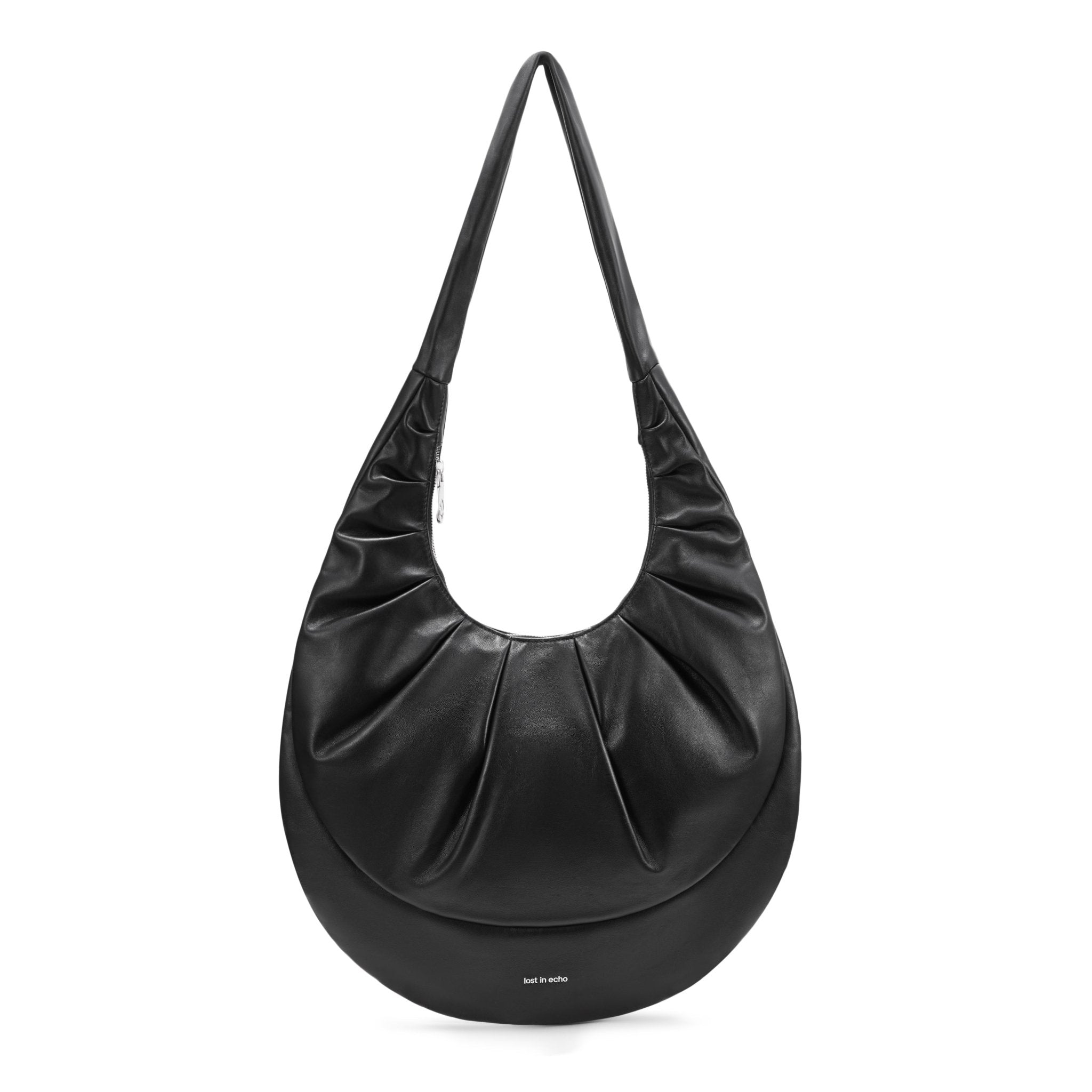 LOST IN ECHO Patchwork Pleated Drop Bag in Black | MADA IN CHINA
