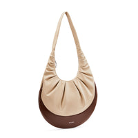 LOST IN ECHO Patchwork Pleated Drop Bag in Brown | MADA IN CHINA