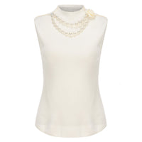 ARTE PURA Pearl Wool Knitted Vest In Off-white | MADA IN CHINA