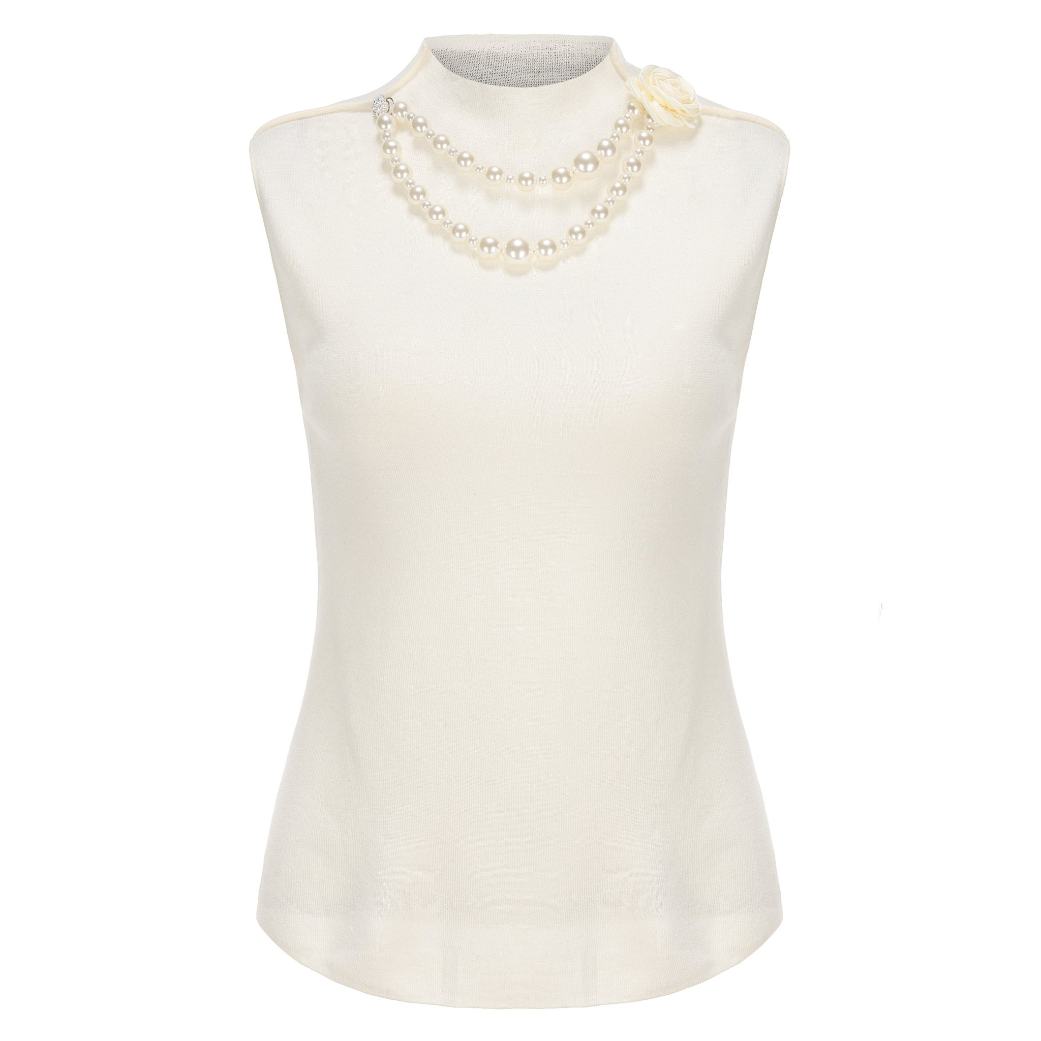 ARTE PURA Pearl Wool Knitted Vest In Off-white | MADA IN CHINA