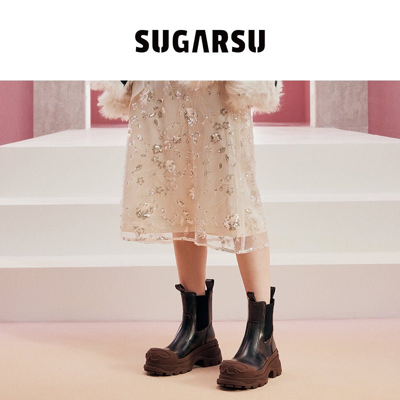Sugar Su Phantom Butterfly Mary Jane Thick Sole Shoes Coffee | MADA IN CHINA