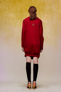 ilEWUOY Pinch Pleated V-neck Velvet Sweatshirt Skirt | MADA IN CHINA