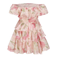 ARTE PURA Pink and Green Floral Print Bud Sheath Dress | MADA IN CHINA