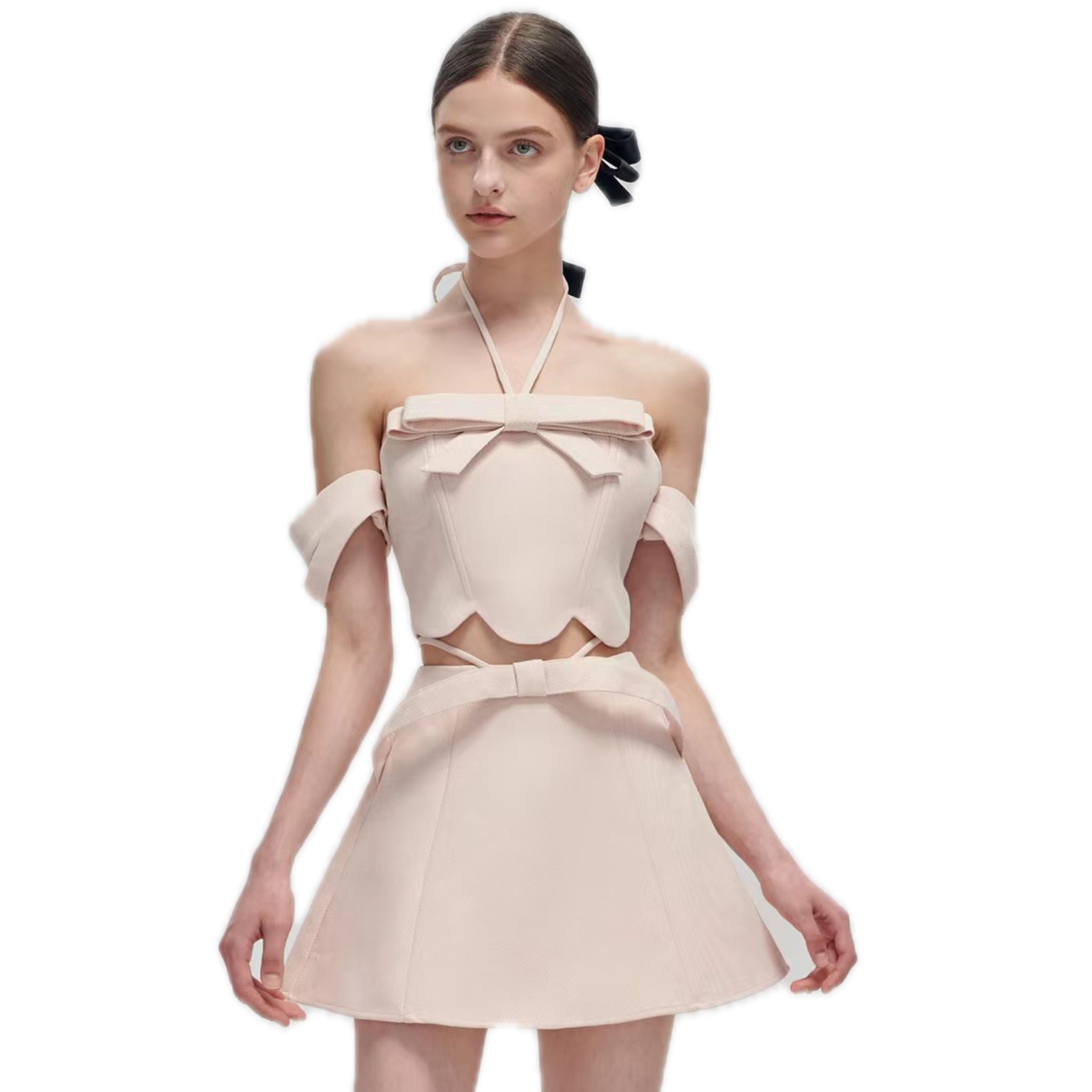 Fa sogno Pink Bow Tie Two - piece Dress | MADA IN CHINA