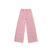 CPLUS SERIES Pink Distressed Jeans with Dissected Lines | MADA IN CHINA