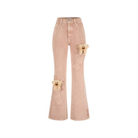 13DE MARZO Pink Doozoo Denim Bow Jeans | MADA IN CHINA
