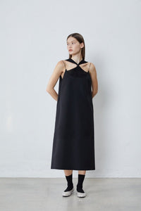 FENGYI TAN Pintucked Beaded Embroidered Dress in Black | MADA IN CHINA