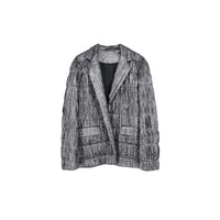 ilEWUOY Pleated Quilted Cotton Suit in Silver | MADA IN CHINA