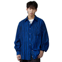 ARCH Pleated Textured Long Sleeve Shirt Blue | MADA IN CHINA