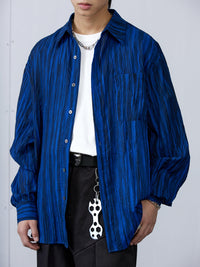 ARCH Pleated Textured Long Sleeve Shirt Blue | MADA IN CHINA