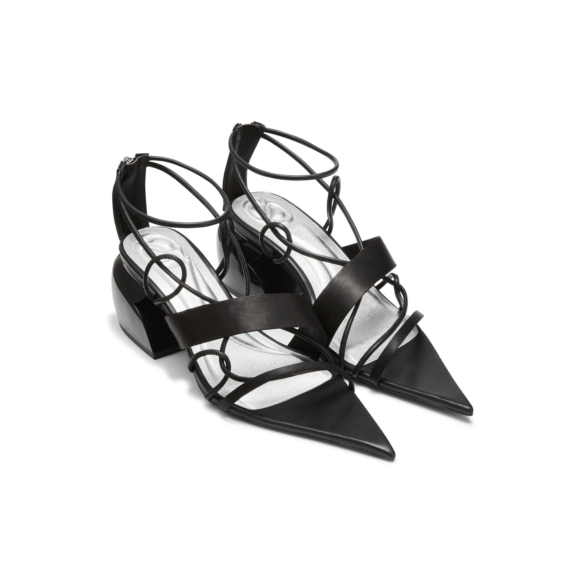 LOST IN ECHO Pointed - toe Cross Strap Block Heel Sandals in Black | MADA IN CHINA