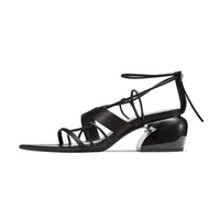 LOST IN ECHO Pointed - toe Cross Strap Block Heel Sandals in Black | MADA IN CHINA
